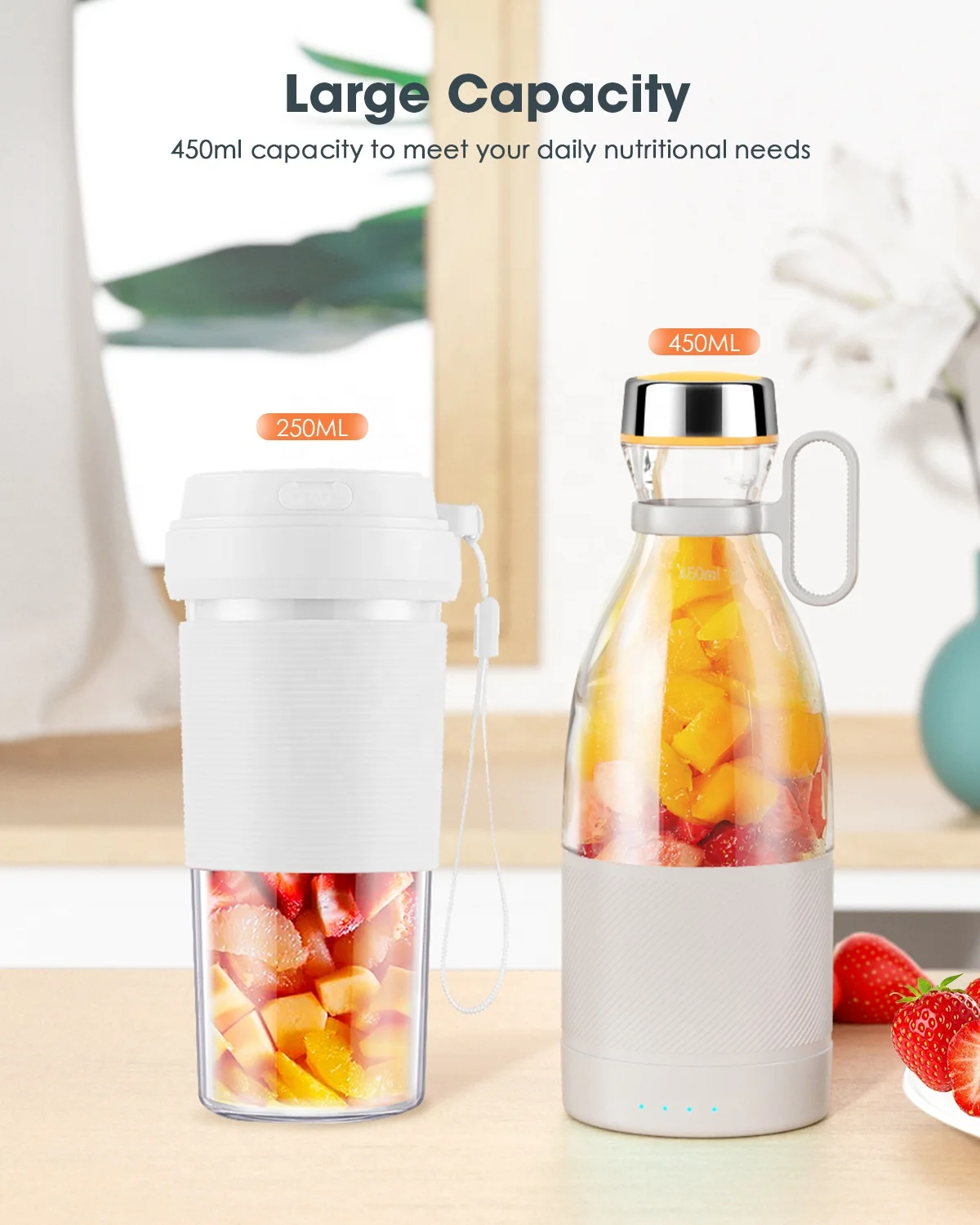 Manufacturer Direct 450ML Large Capacity Juicer Blender Portable Blender Juice Bottle
