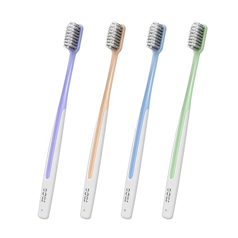 FROG  Adult Toothbrush distributors 2 pcs Package with Black Charcoal Carbon wholesale custom quality toothbrush