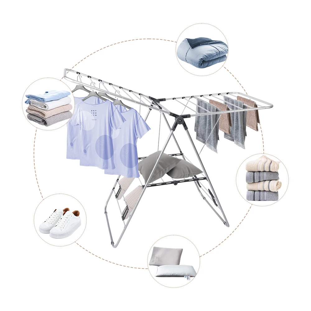 Space Saving Balcony Clothes Drying Rack Collapsible Laundry Rack Clothes Drying For Air Drying Clothing