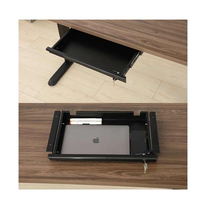 Dual  Metal Motors Electric Height Adjustable Sit Stand Up Computer Office Table With Under Desk Drawer