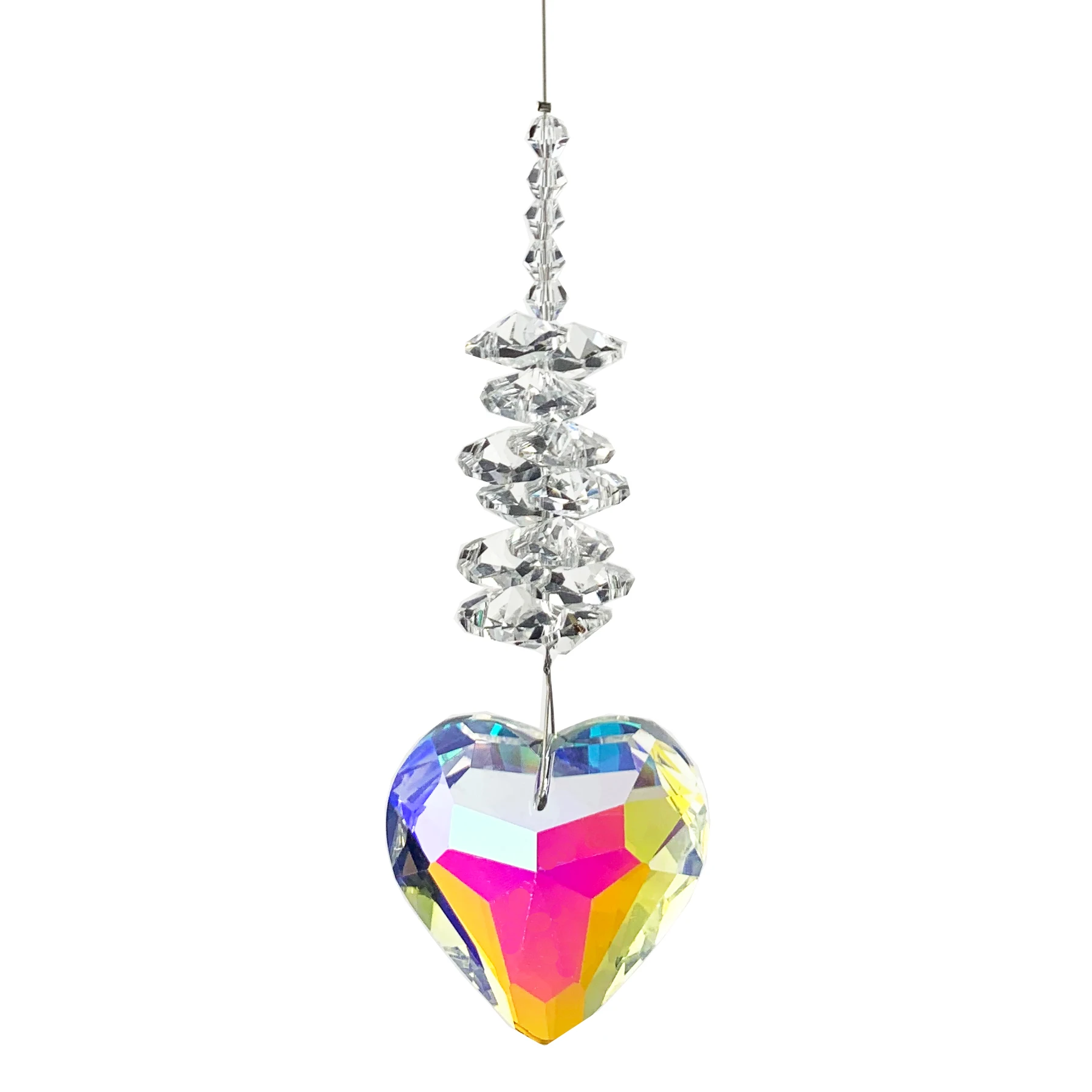 AB color Crystal Heart Suncatchers  Rainbow Maker Prism Outdoor Indoor Hanging Window Decoration