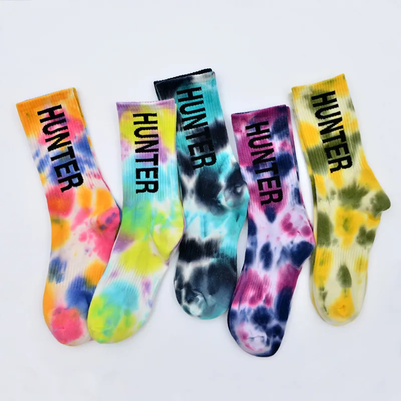 
High Quality terry new arrived cushion dye socks wholesale crew sport tie die novelty socks 