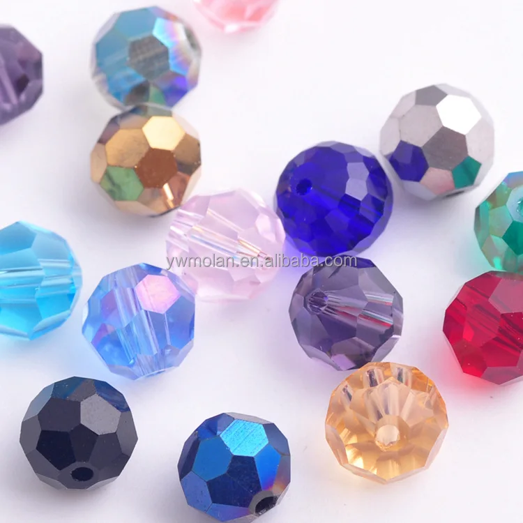 Round 32 Facets Cut Ball AB Plated Colors 3/4/6mm 8mm 10mm Faceted Crystal Glass Loose Spacer Beads Lot For Jewelry Making DIY