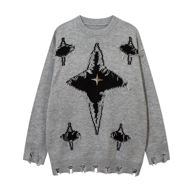 High Quality Autumn and winter Trendy Black Butterfly Jacquard Soft and Waxy Knitted Oversized Couple Sweater