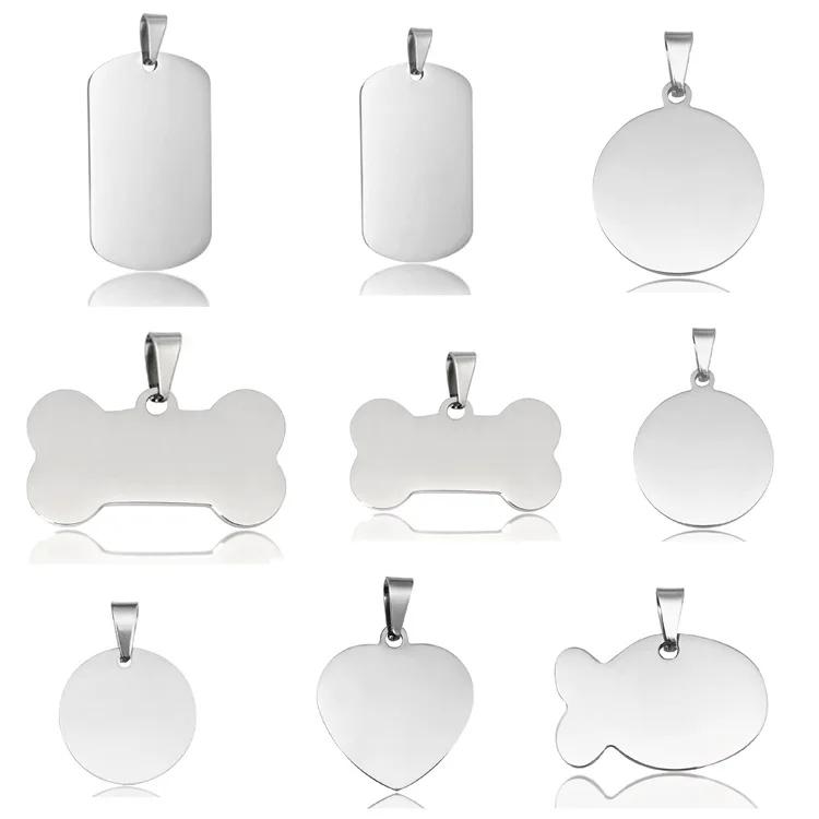 Customized Pet Cat Dog Tags Blank Stainless Steel Engraved Name Id Collar Labels Metal Crafts For Dog Tag
