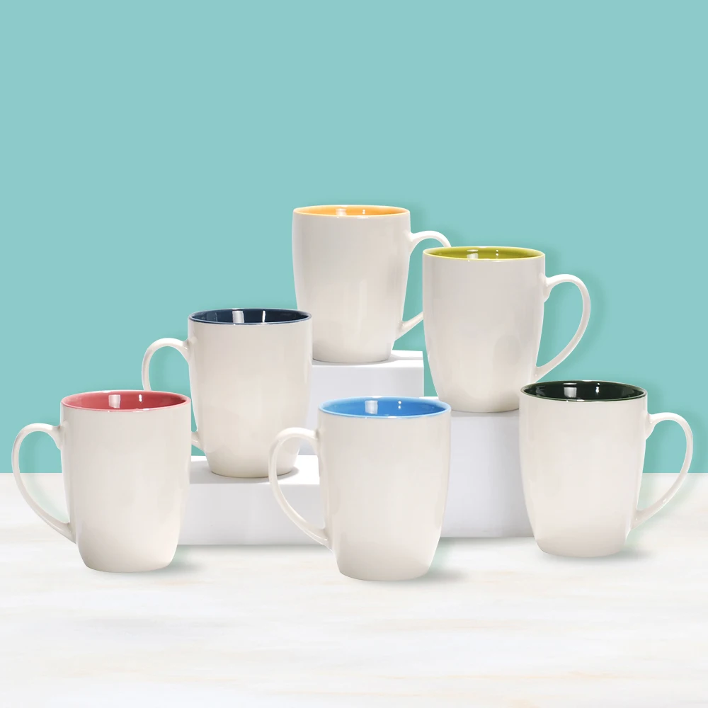 Best Selling Flower Pot Ceramic Bowl Jug Camping Mug Gold Rim Camp Cup With Lid 15 Oz Sublimation Blank