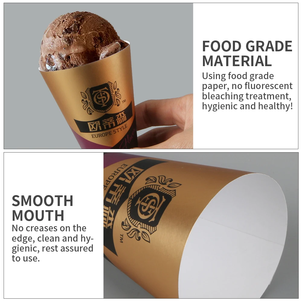 4oz Food Grade Disposable Cone Paper Cup Single Shape for Ice Cream Custom Logo Printed Certified Craft Paper Wholesale