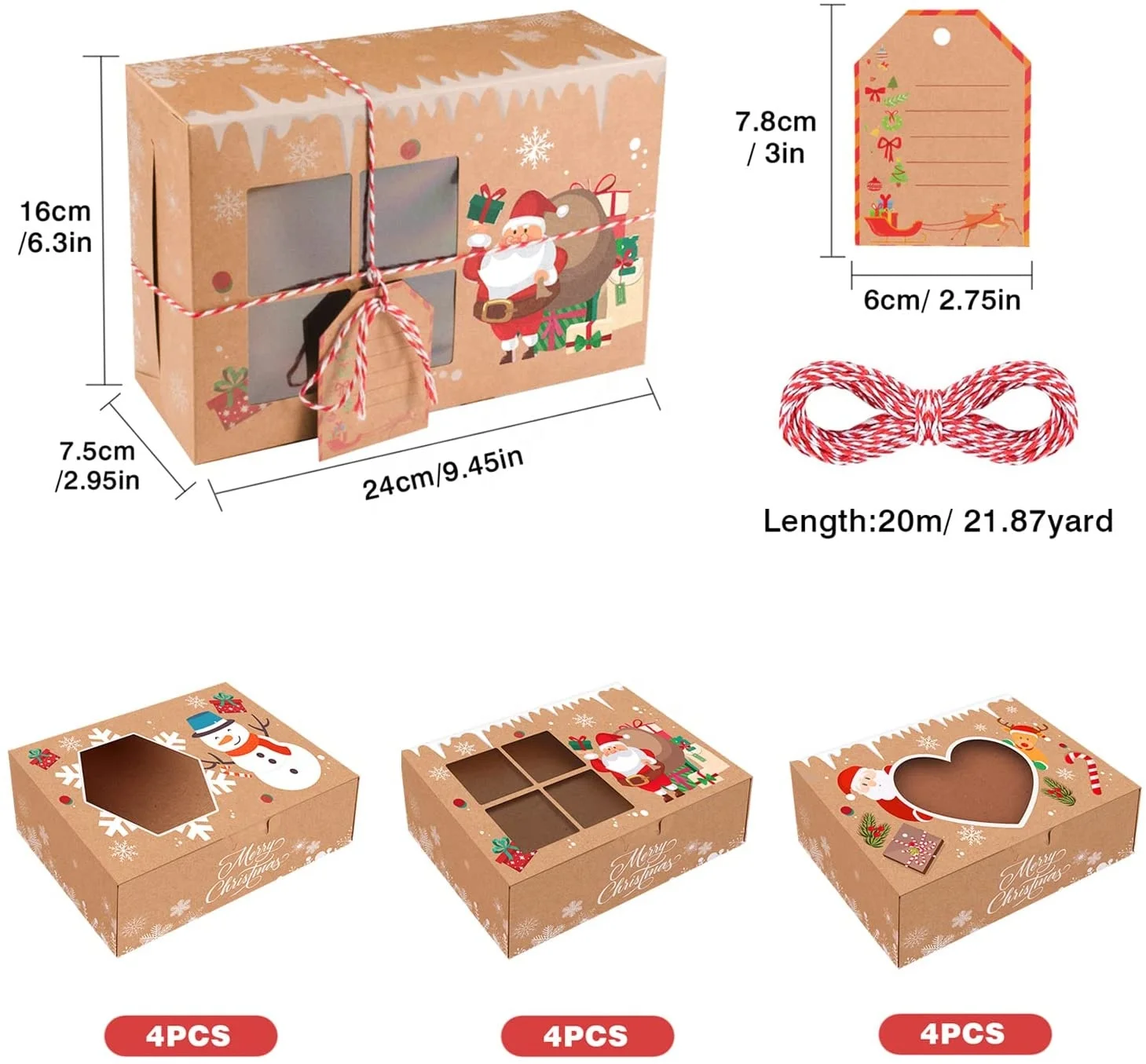 2022 Christmas Cookie Cake Candy Cardboard Boxes Food Bakery Treat Gift Boxes With Window