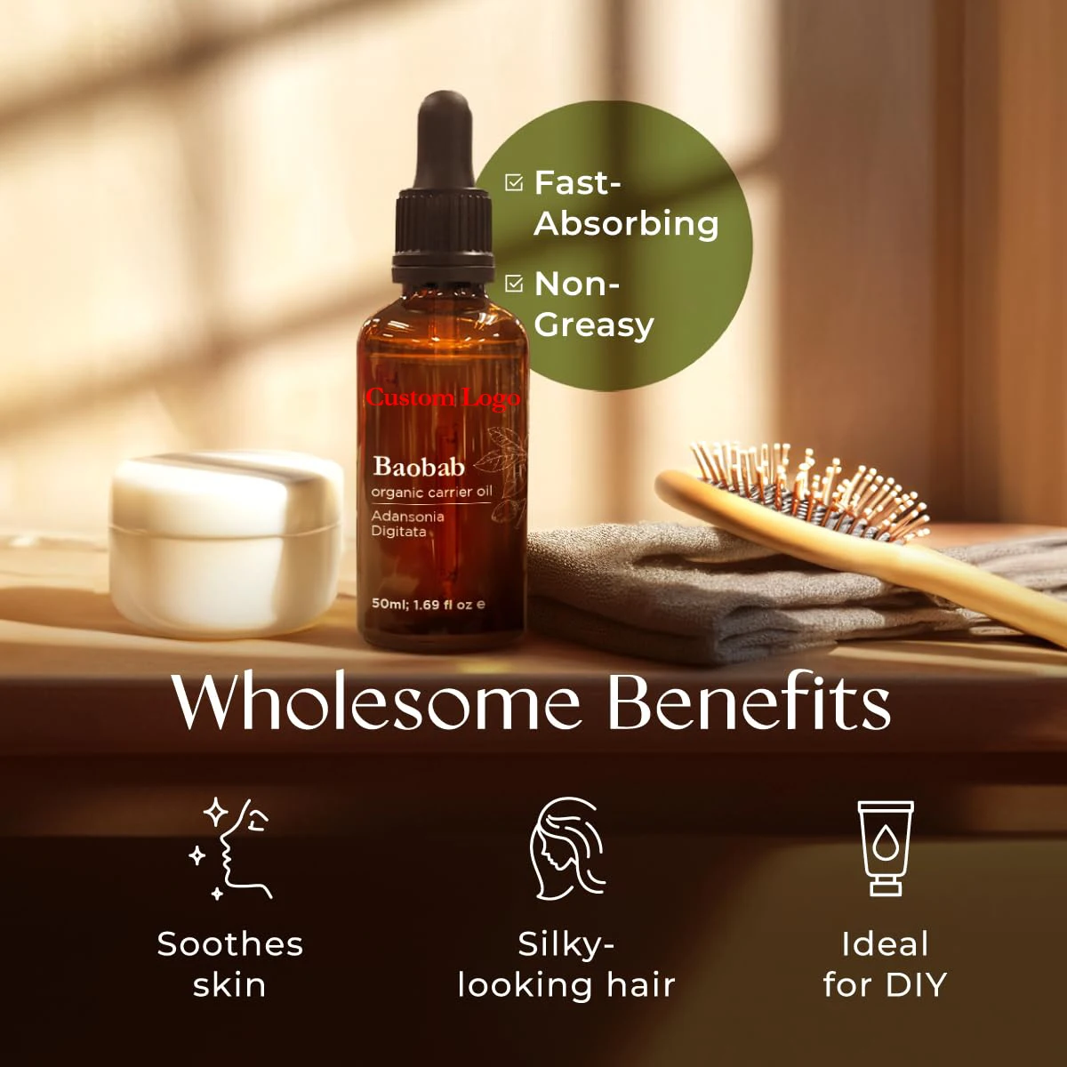 Wholesale Private Label All Natural Organic Hair Care Nourishing Moisturizing Hair Growth Oil With Baobab Oil