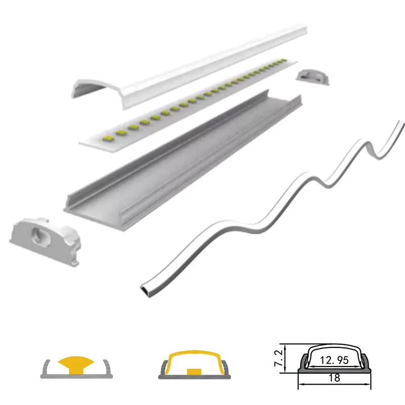 Low moq Small flexible curved led profile high quality bendable anodized aluminum led profile flexible aluminum led profile