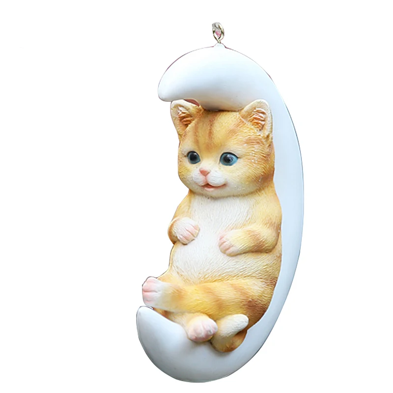 Custom Garden Decor Funny Animal Cat Sculptures Resin Tree Hanging Garden Ornaments