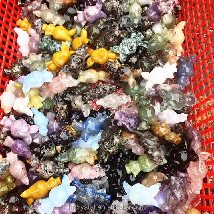 Healing Semi-precious Stone Crafts Mini Crystal Pig Piglet Gemstone Crystal Animal Carving