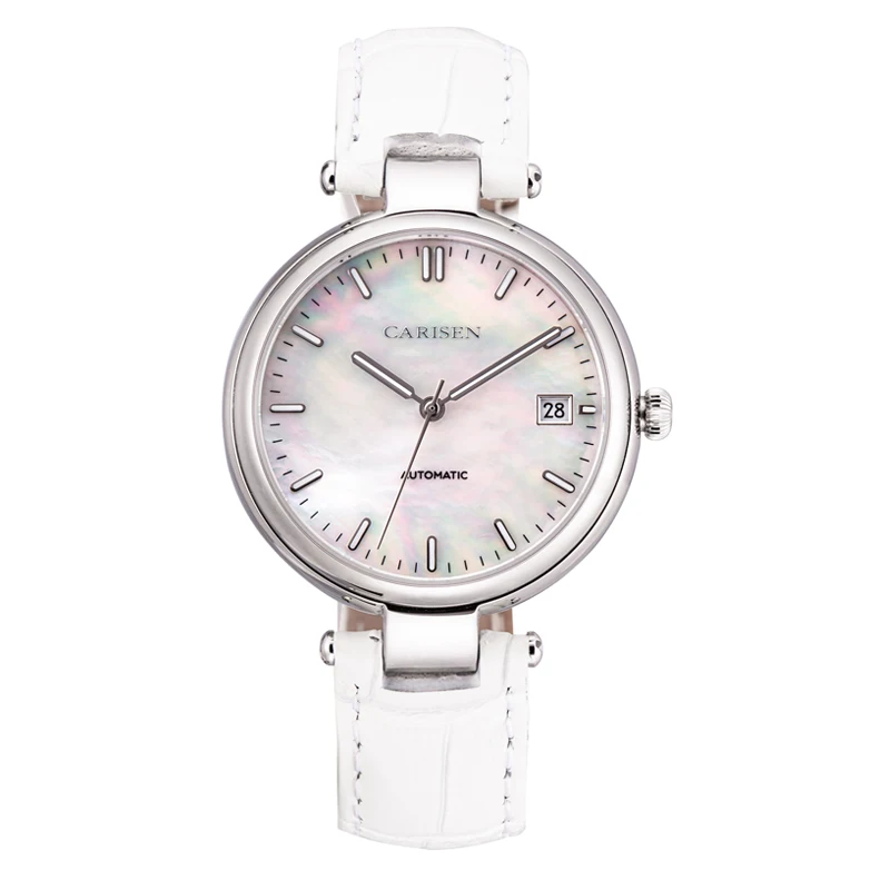 Japan Automatic Movement Genuine Leather Strap Sapphire Glass Stainless Steel Case Business Men Wrist Watch