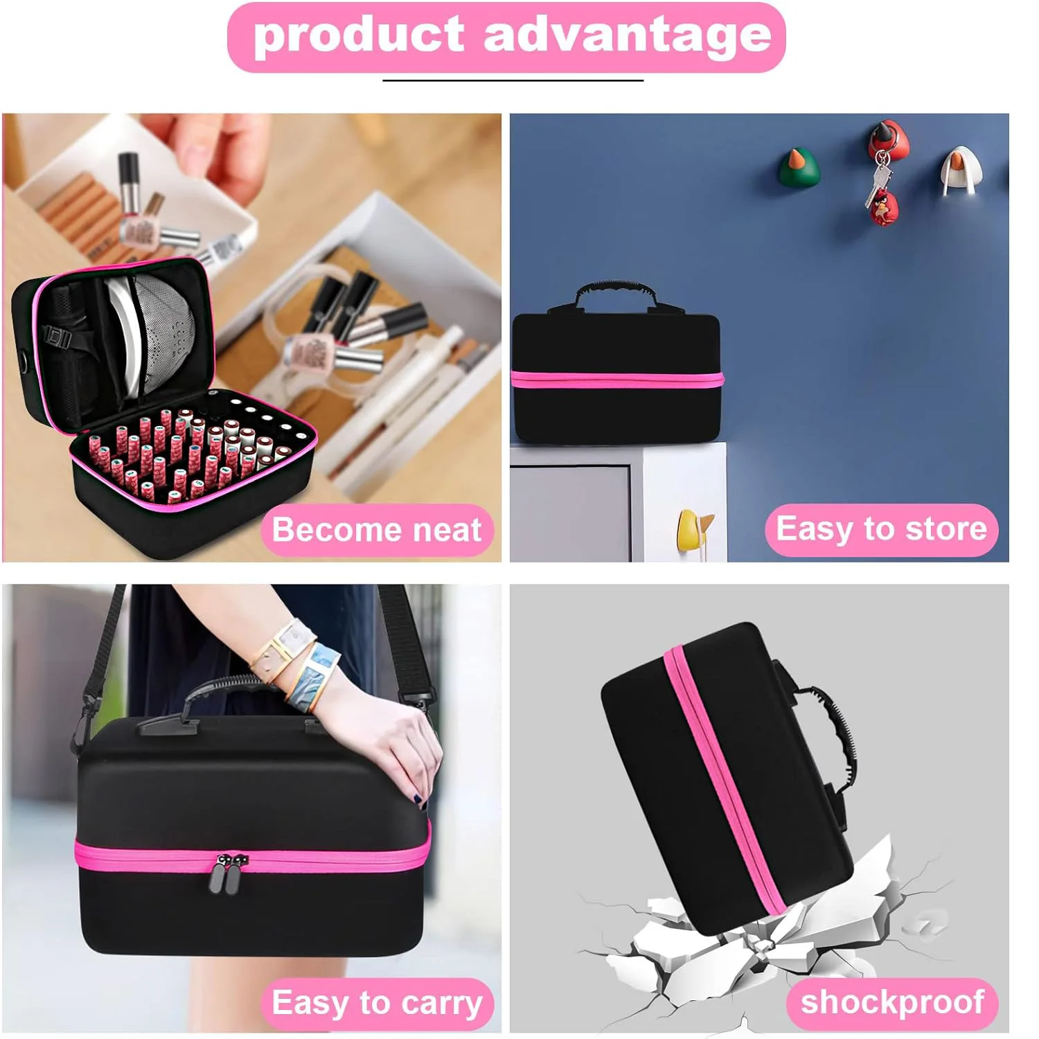 Detachable Portable Layers Nail Polish Storage Organizer Bag Nail Polish Carrying Case Makeup Case