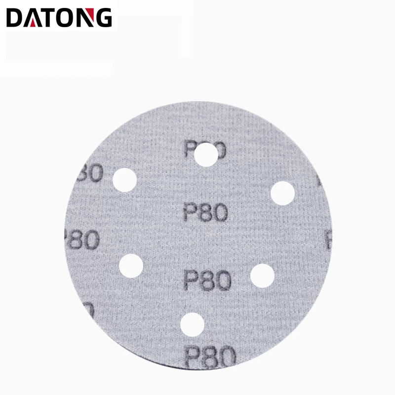 Оптовая продажа высококачественные абразивы Datong наждачная бумага 5 дюймов 6 отверстий зернистость 80 круглый керамический фиолетовый шлифовальный диск для металла и
