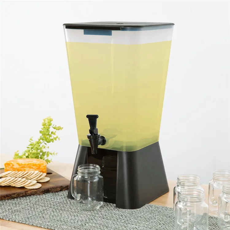 19L Juice Drink Plastic Cold Beverage Dispenser Plastic Square Restaurant Cold Beverage Dispenser