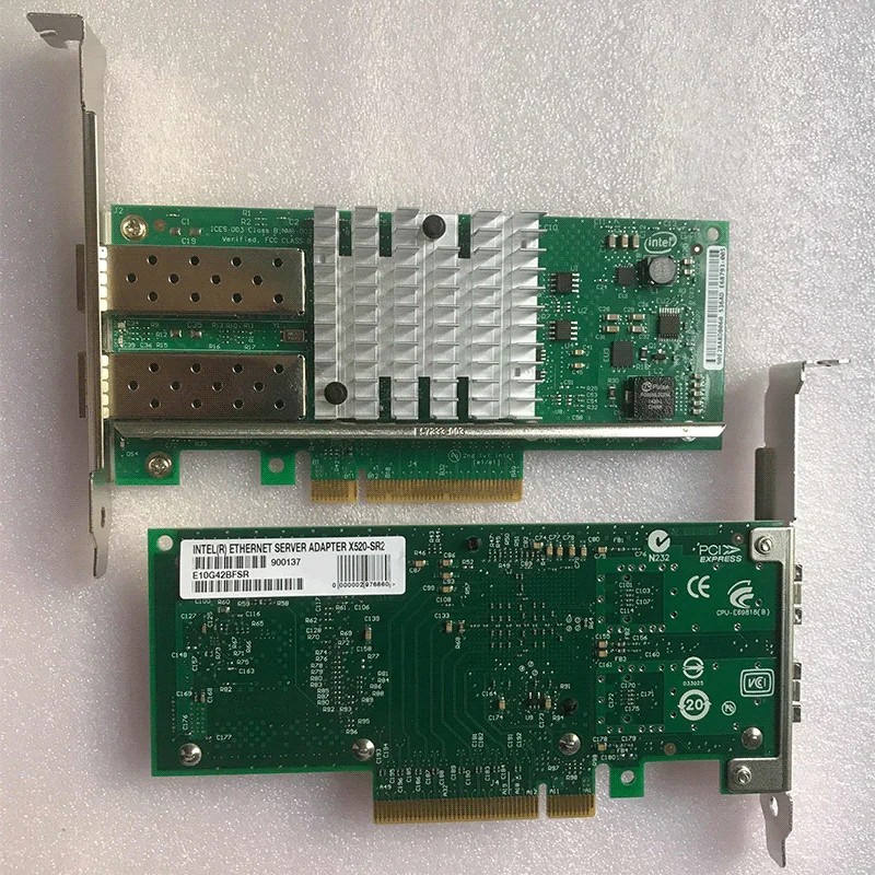 PCI Express Lan Card 82599ES Dual 10GbE Port NIC Card Used Ethernet Card 2 ports Network Adapter X520-DA2 X520-SR2