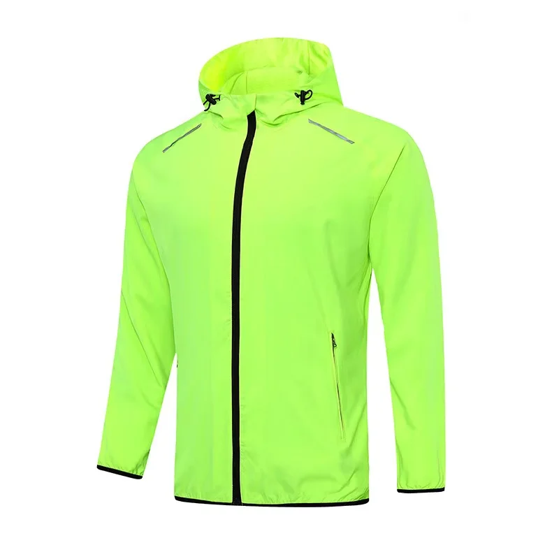 Custom Logo Autumn Hooded Man Windbreak Ultra Jacket Fluorescent Green Outdoor Sports Running Training Men Windbreaker Jackets