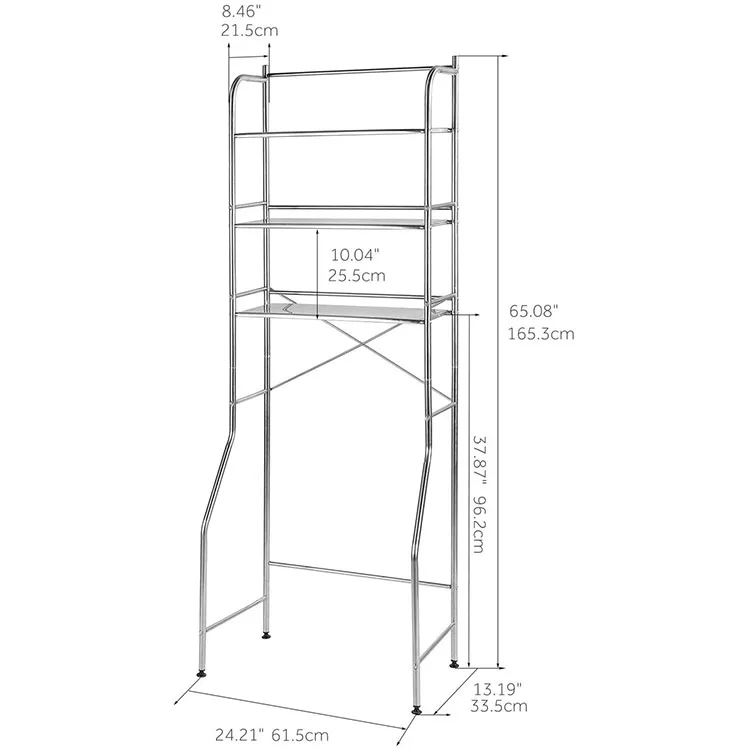 3-Tier Over The Toilet Shelf Stainless Steel Bathroom Organizer  Space Saver, 3-Tier Over The Toilet Storage Rack