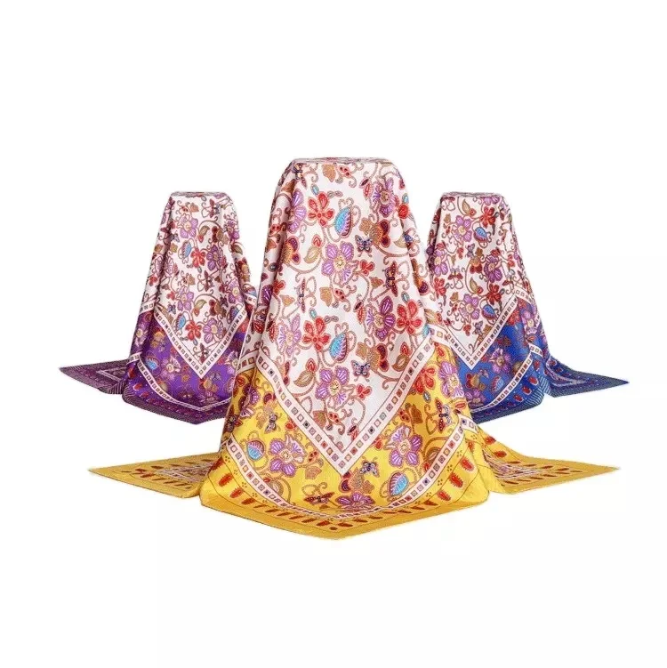Wholesale  Color Pure Silk Handmade Printing Long Scarves Twill Silk Scarf Custom for Woman