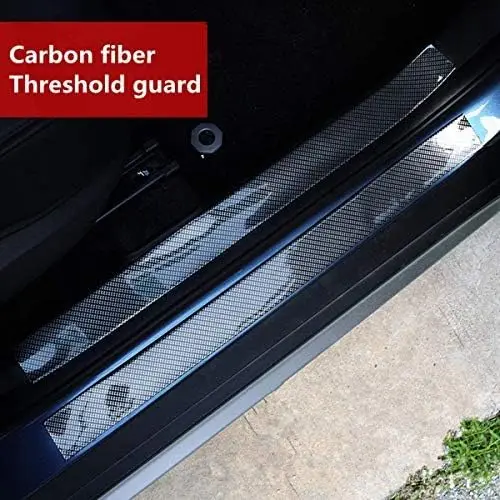 Universal Carbon Fiber Door Sill Rear Bumper Protector Corner Guard Strip Anti Scratch Car Wrap Sticker