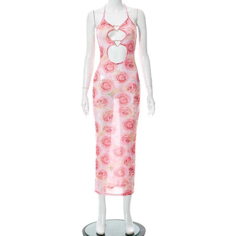 Printed Night Dresses Summer Apparel 2022 Knitted Ribbed Outfit Wrap Bodycon Sexy Spaghetti Strap Sweater Dress Women Clothing