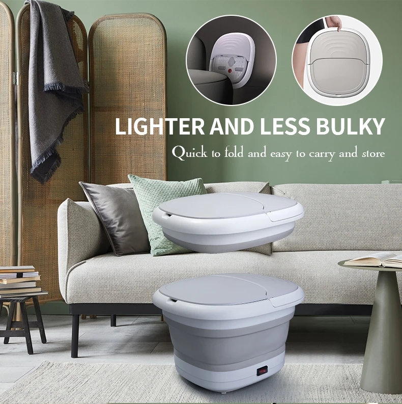 KIKI NEWGAIN Customized Foldable Heat Bubble Vibration Roller Pedicure Foot Soaking Bath Basin Electric Foot Spa Bath Massager