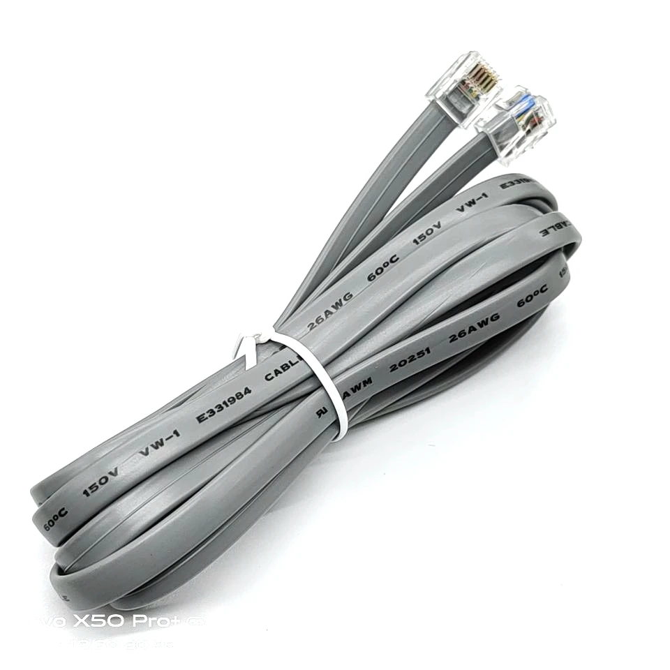 Telephone cable rj12 gold plated connector 6p6c grey Satin 26/28awg straight line rj12 telephone line