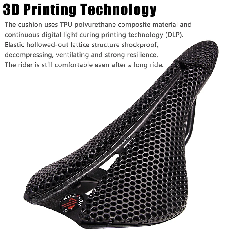 OEM/ODM BUCKLOS Carbon 3D Printed Ultralight Bicycle Seat Cushion Men Women Road MTB Mountain Bike Saddle Gravel Cycling Parts