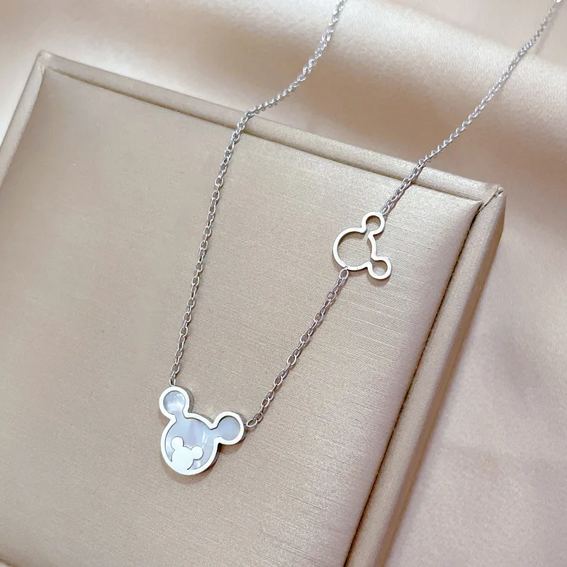 Wholesale Tarnish Free 18K Gold PVD Plating Stainless Steel Women Mouse Head Mickey Pendant Necklace Jewelry