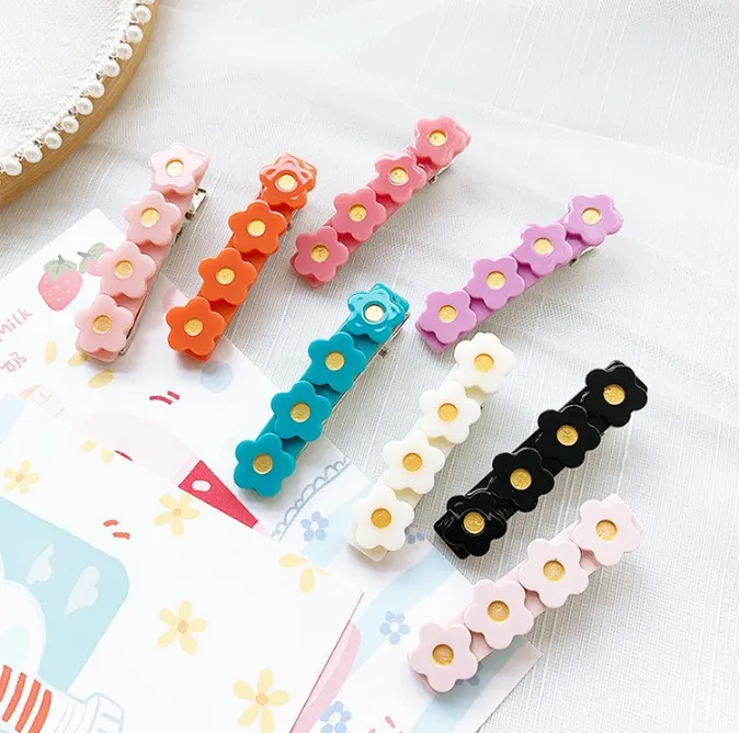 INS -Amazon Hot Sale Acetate Flower Hair clips For Baby Girls Candy Color Acrylic Barrettes Side Hairpins Kids Hairgrips