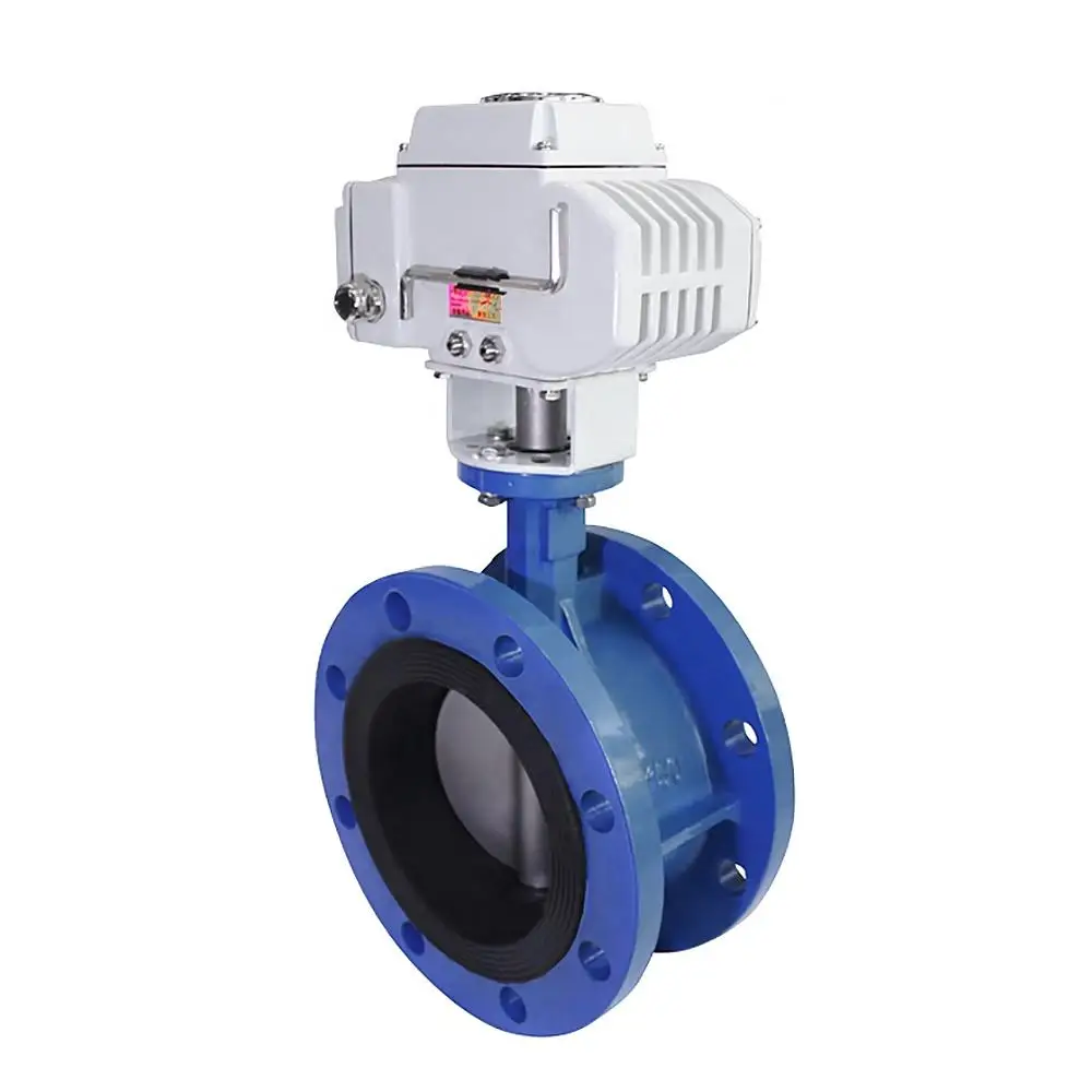 COVNA 6 Inch DN150 CF8M Stainless Steel Wafer Type Double Flange Electric Actuator EPDM Seat Motorized Butterfly Valve