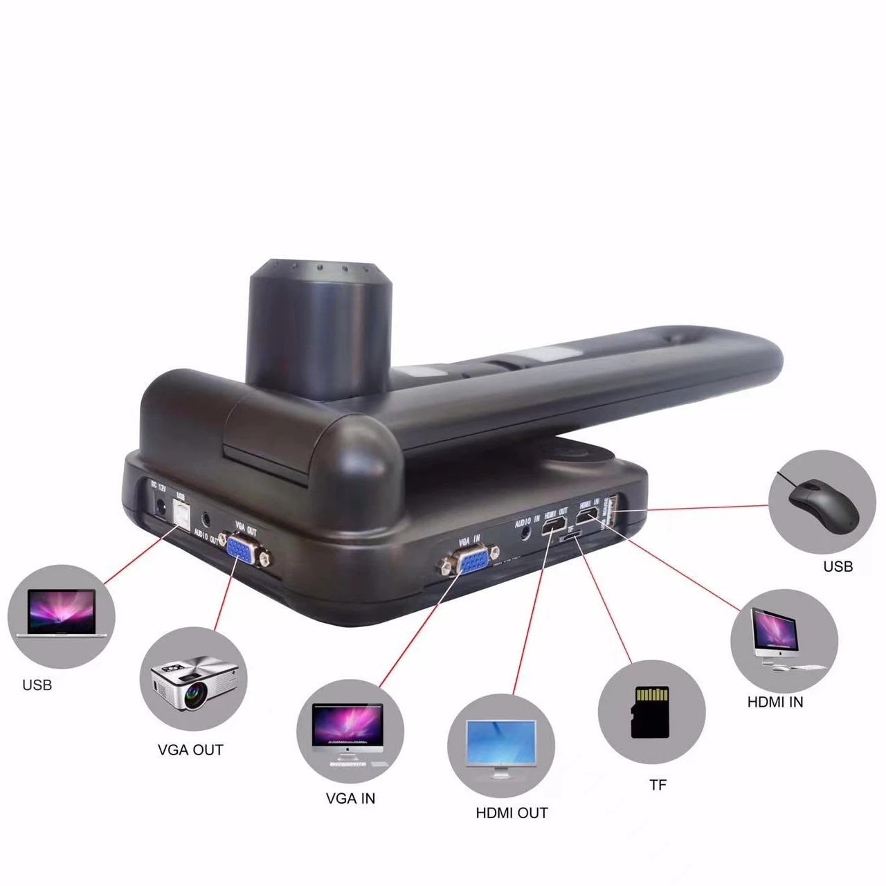 Zoom 100x digital visualizer document camera with remote controller,support TF card