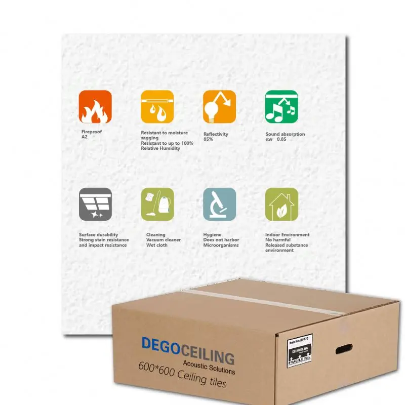 Rock wool acoustic ceiling panels sound absorbing board material fiberglass ceilings Factory direct