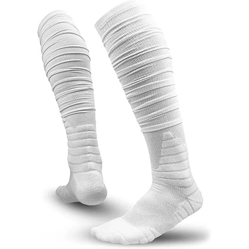 100% Cotton Knitted Printed Embroidered Logo American Football Long Leg Sleeves Scrunch Soccer Football Socks
