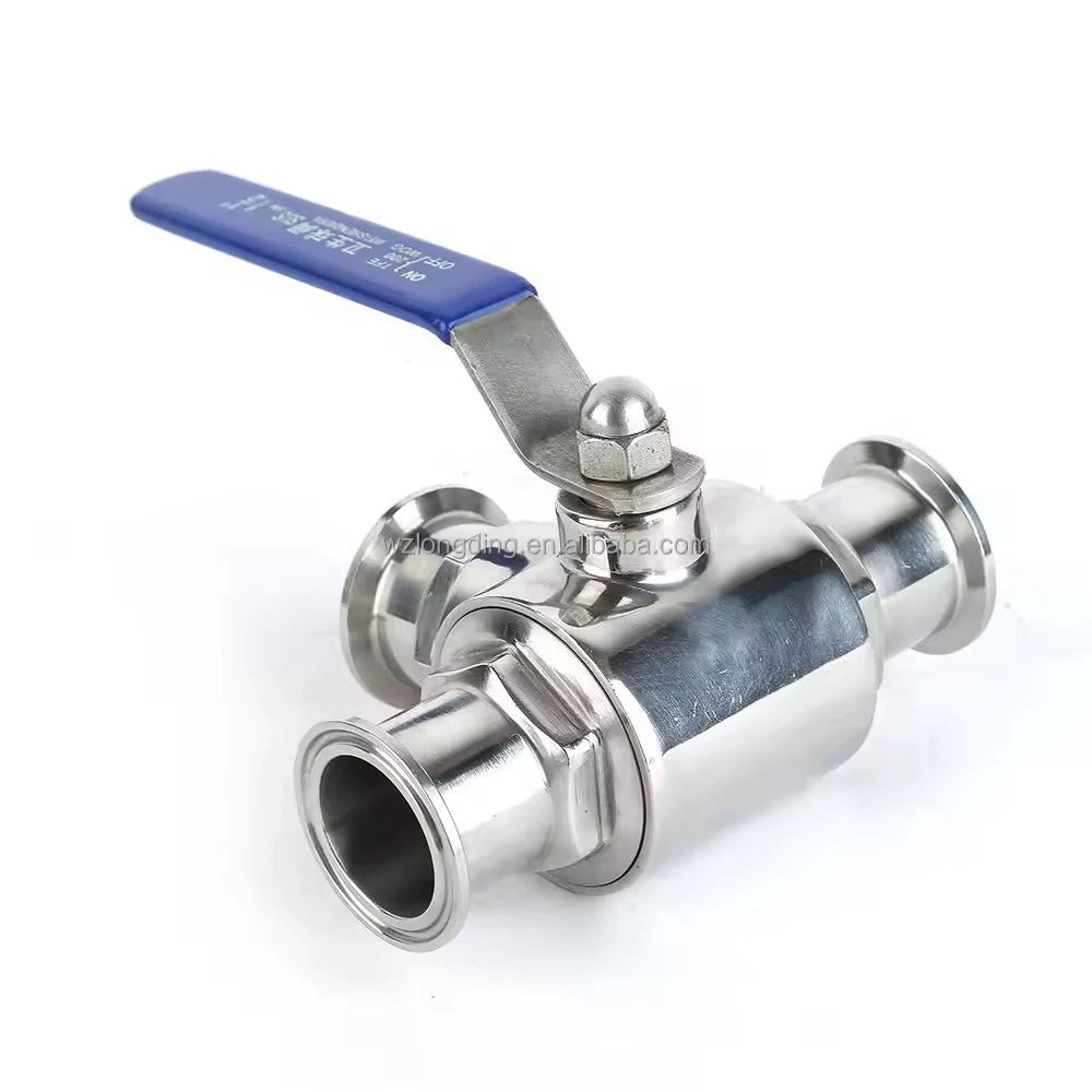 stainless steel ss304 316 sanitary 3 way ball valve tri clamp 3pcs water gas DN8 DN25 DN50 ball valve