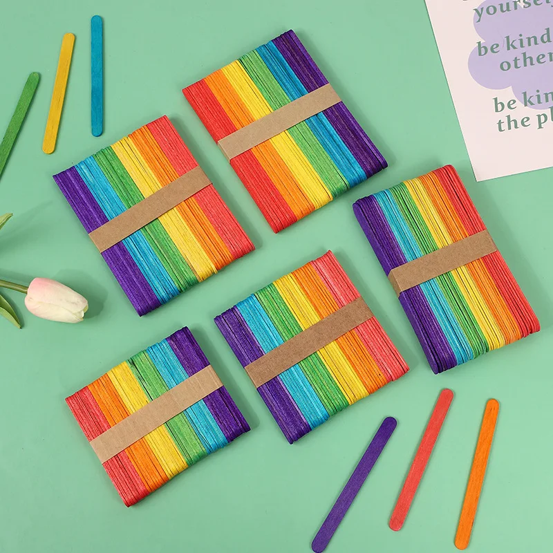 Competitive Price Bulk Wood Bamboo Ice Cream Tools Stick Colored Custom Wooden for Arts Crafts Popsicle Sticks
