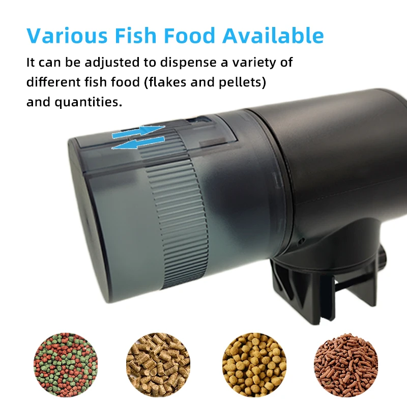 Customized CY-069A Black Rounded Aquarium Fish Feeder for Fish Tank with Smart Time Setting