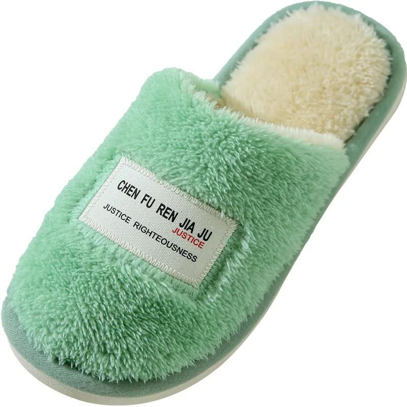 Cotton slippers for women in winter, indoor with warm and cute haircuts, plush couple, thick soled, non slip cotton shoes
