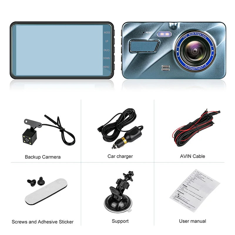Hot Selling Car Dual Dash Cam 4 Inch Lcd Fhd 1080p Dual Lens Front And Rear Dvr Video Recorder Car Camera