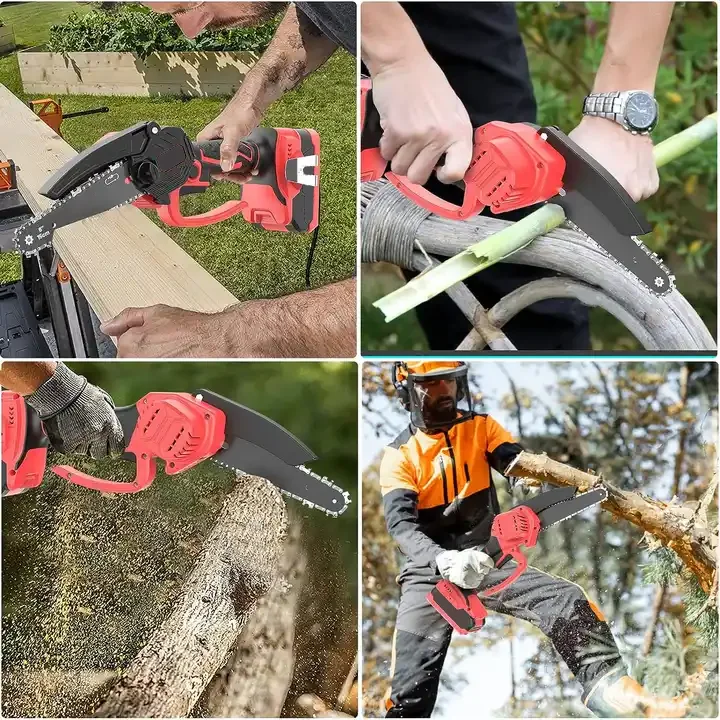 Mini Chainsaw 6-Inch with Batteries Chain Speed 21V Handheld Power Chain Saw for Tree Trimming Wood Cutting Pruning Branches