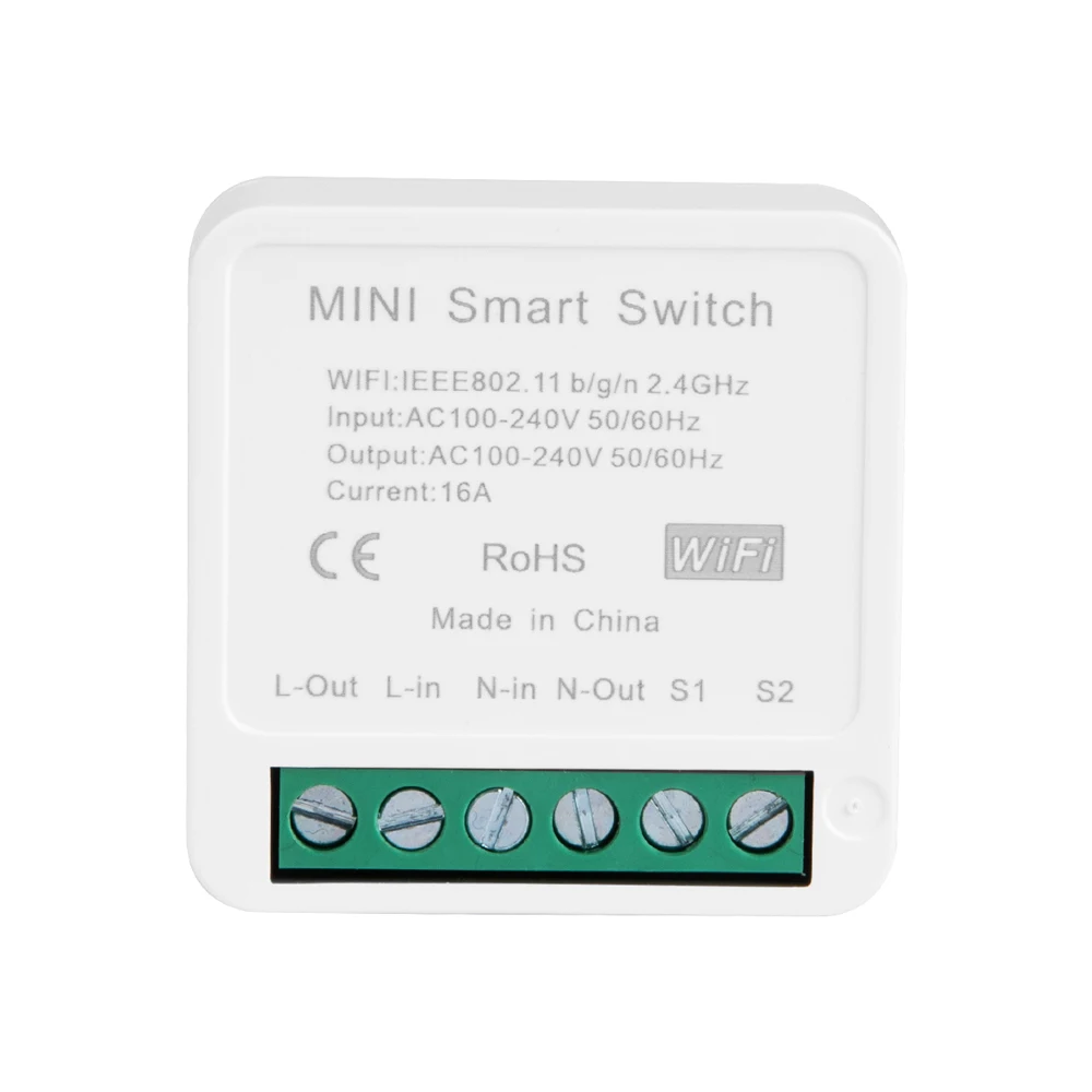 
16A Tuya Mini Smart Wifi DIY Switch Supports 2 Way Control Smart home switch Works with Alexa Google Home 