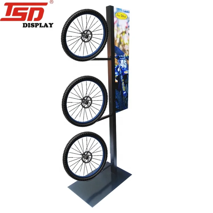Custom Hot Floor Standing Metal Bike Alloy Wheel Rim Display Stands bicycle Car