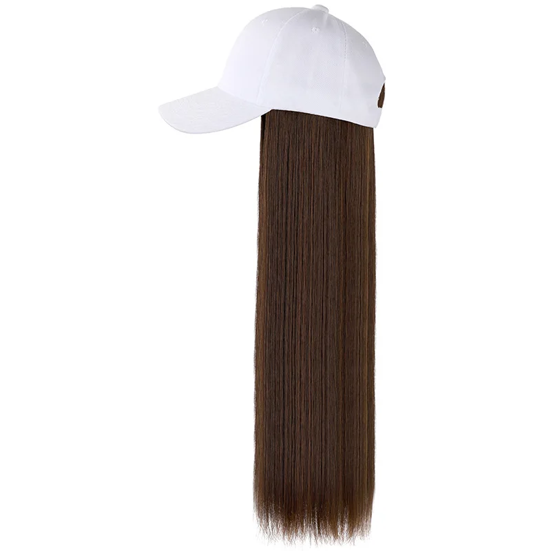 Wholesale Fashion Ladies Girl Women Synthetic Long Straight Wig hair One-piece fashion hat Baseball Cap Wig