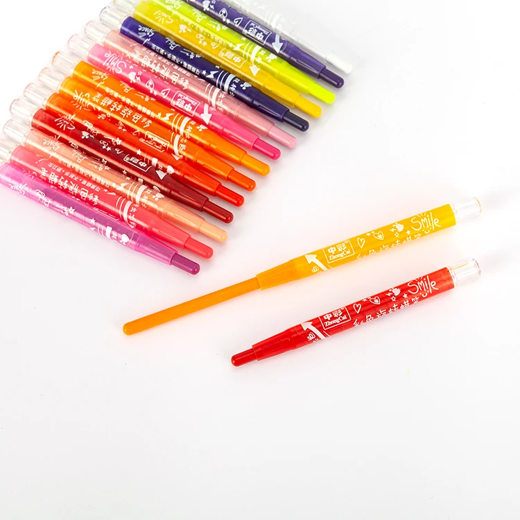Factory Customization Fancy 24 Color Non Toxic Twist Plastic Rotation Silky Crayon Smooth Drawing Crayon
