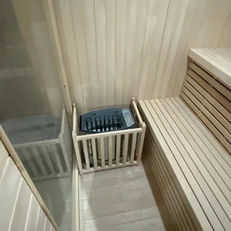 Low Price Hemlock Large Size Traditional  Sauna Indoor Steam Sauna Spa with Stove and Stone for Health Use