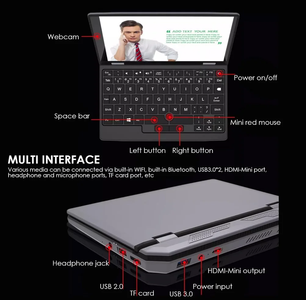 Super cheap 7 Inch 2 In 1 Handheld PC Touch Pocket laptop Intel 12GB 2TB Win 11 for Design drawing note-taking business