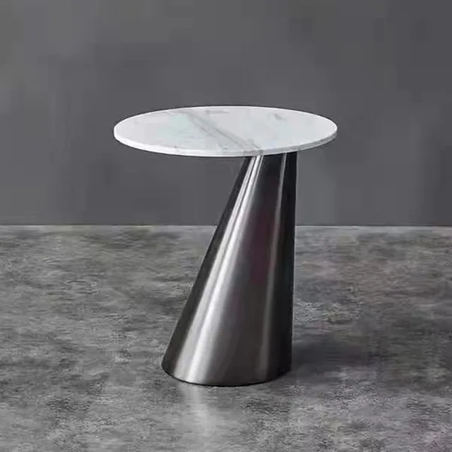 Modern Unique elegant Black Marble Top Rose Gold Round Side Table Set Metal Furniture