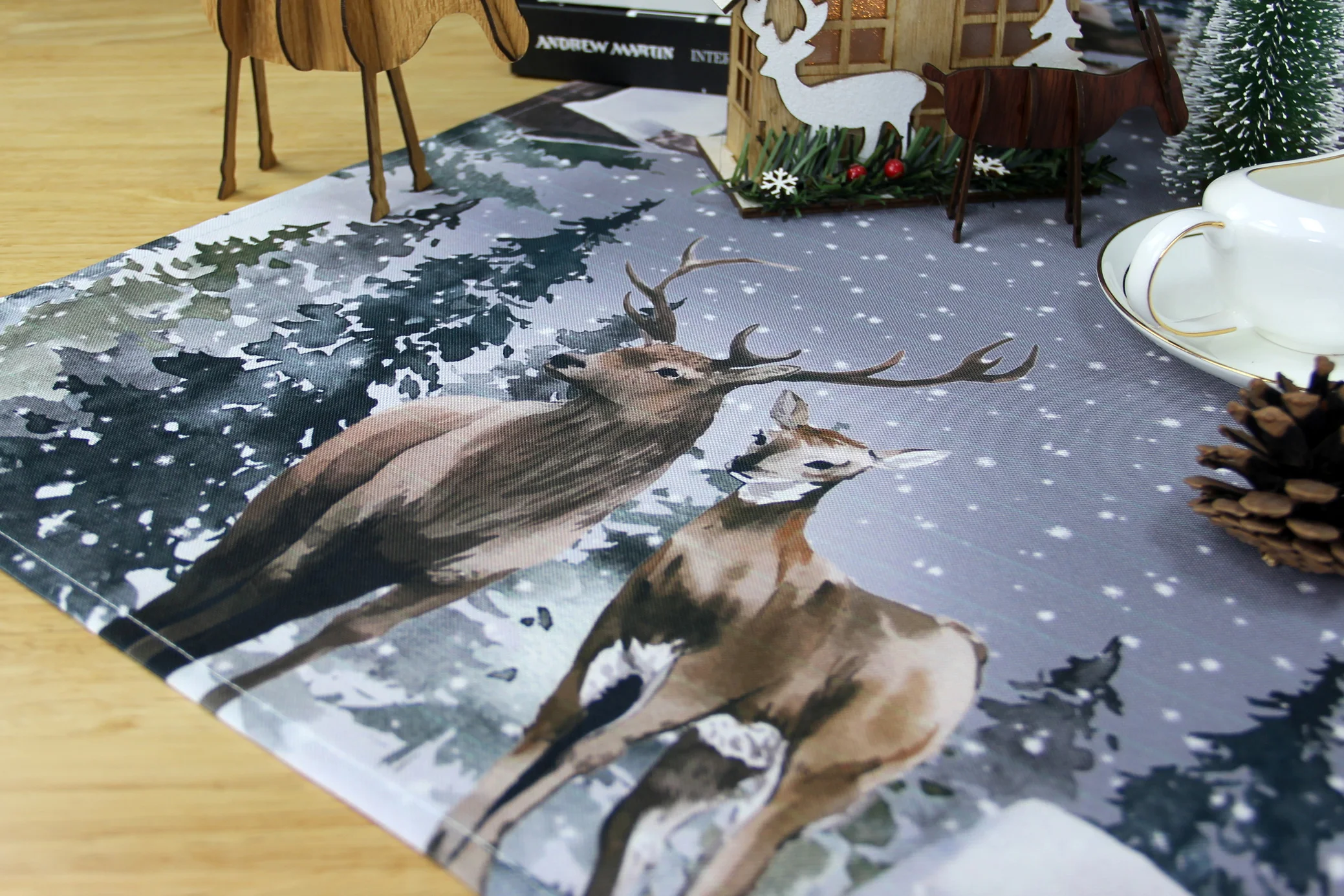 polyester square decoration Christmas digital  Printed  table Cloth