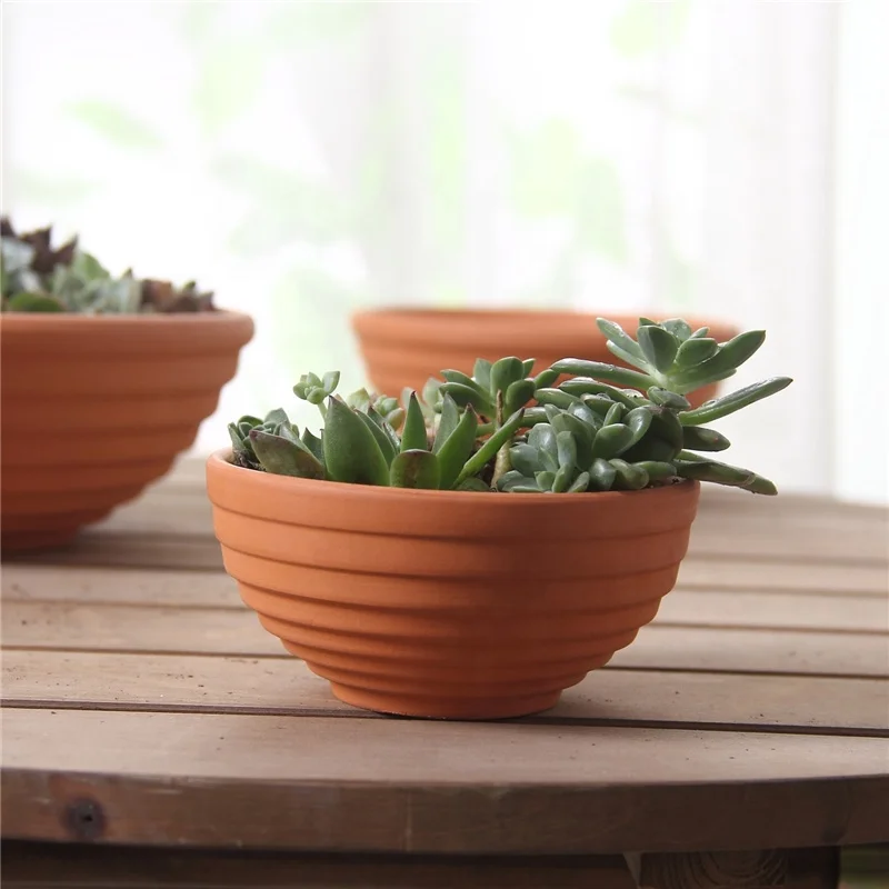 Wholesale Spiral Terracotta Mini Flower Pot Planter Clay Bowl Style Ceramic Garden Home Decor for Outdoor Floor Usage